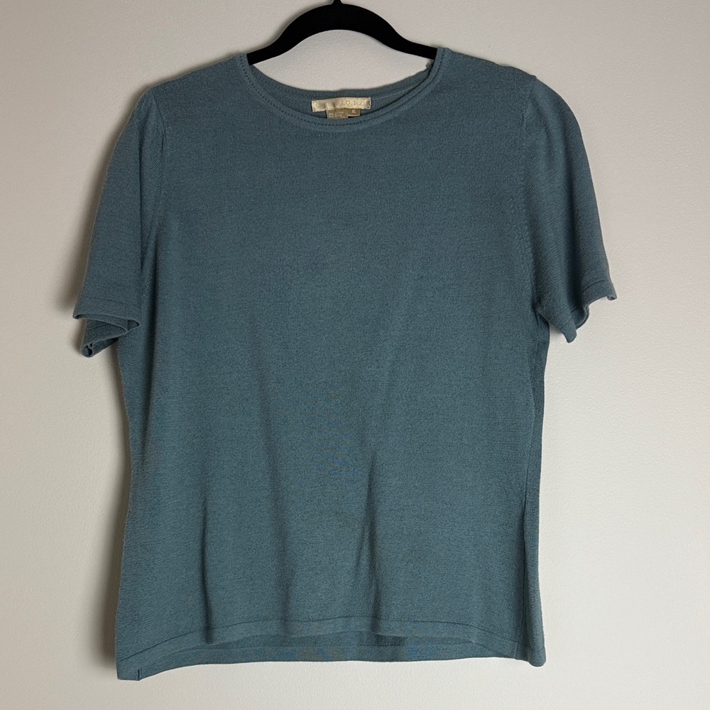 Studio 121 Women's Teal Crewneck Short Sleeve Sweater Size XL